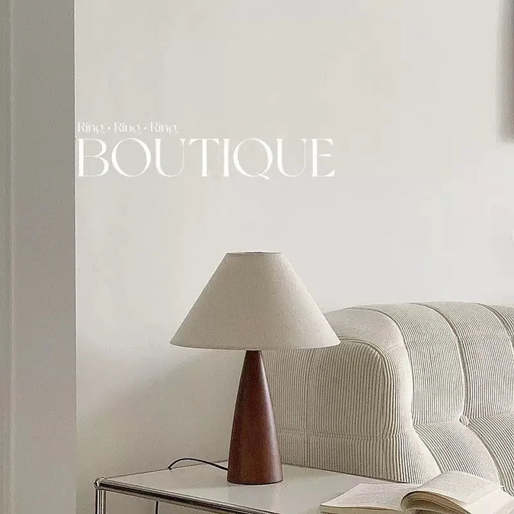 Solid wood and retro fabric table lamp