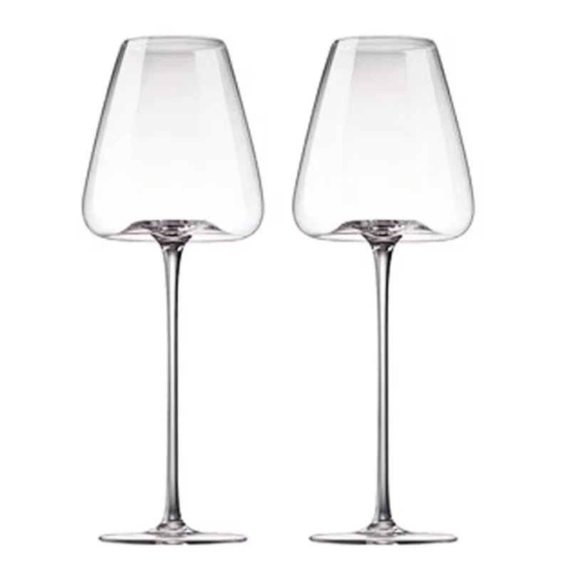 Hand-Blown Red & White Wine Glass Set