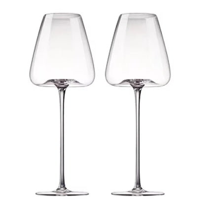 Hand-Blown Red & White Wine Glass Set