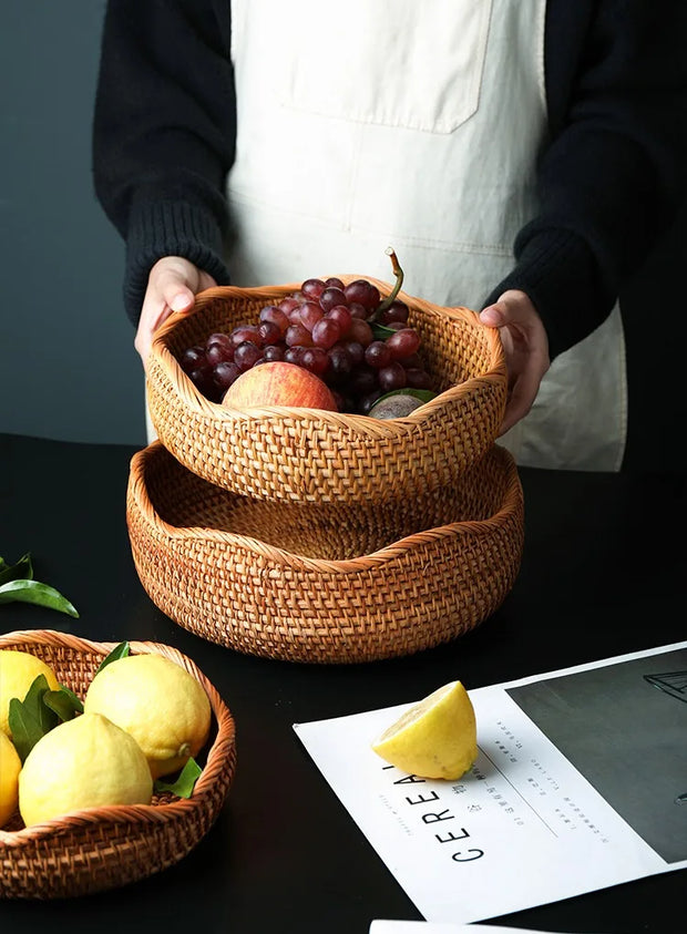 Handwoven Storage Basket - Rattan Tray