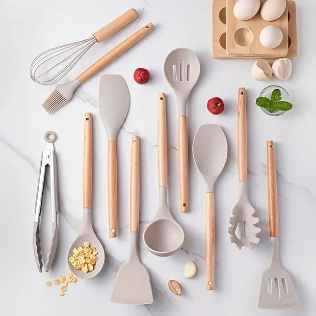 Set of 12 Multi-Colored Silicone Kitchen Utensils