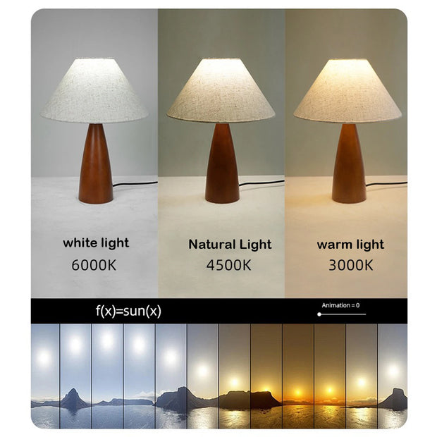 Solid wood and retro fabric table lamp