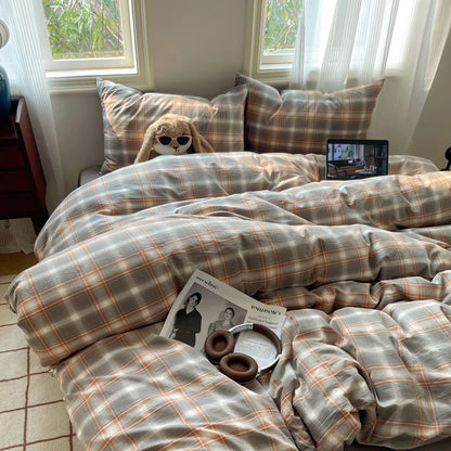 100% Cotton Plaid Duvet Cover