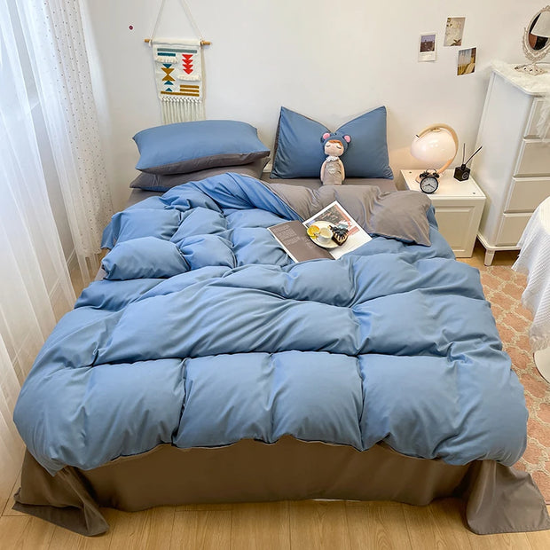 Black Bedding Duvet, Bedsheet and Pillowcase Set