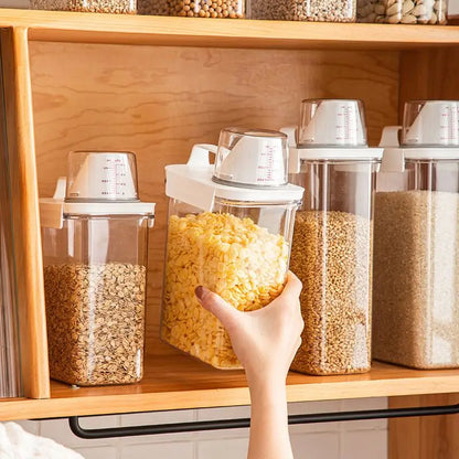 Clear Pantry Storage Container with Measuring Cup