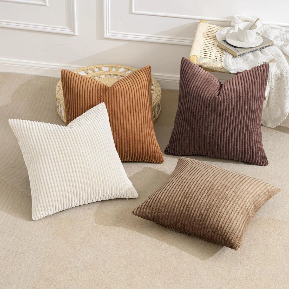 Set of 4 Textured Boho Pillow Covers