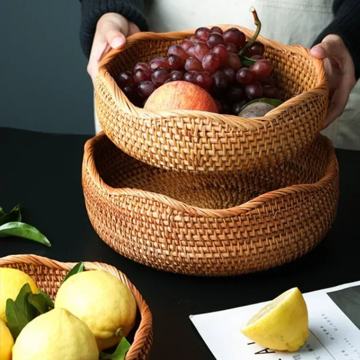 Handwoven Storage Basket - Rattan Tray