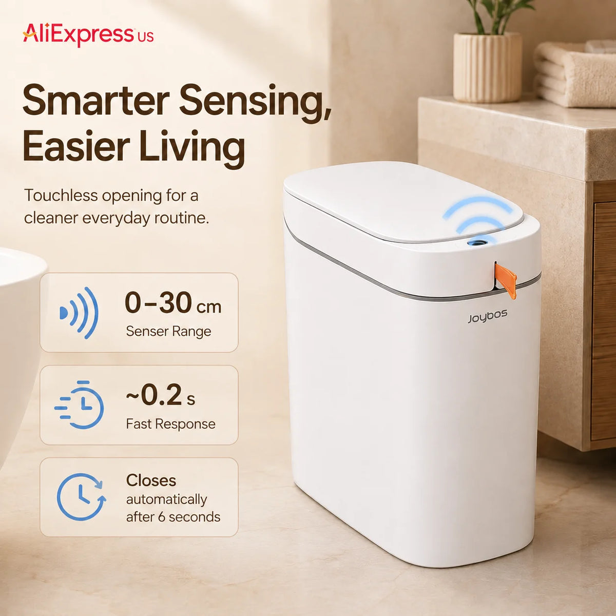 Smart Touchless Trash Can with Automatic Bag Lining System