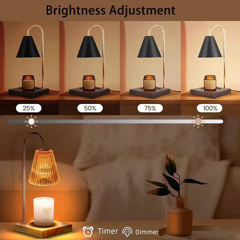 1PC Candle Warmer Table Light Dimmable Candle Table Lamp Wood Base Wax Melting Lights For Home Bedroom Decor Table Ornaments