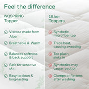 Ultra Soft Mattress Topper. Viscose Made from Aloe Pillow Top Mattress Pad for Back Pain Relief.