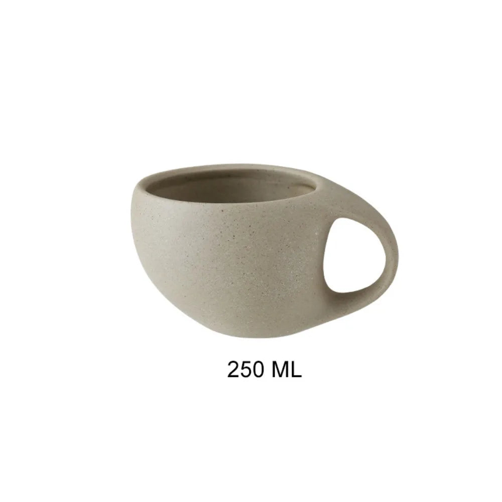 Artisan Pottery Coffee Cup with Wood Saucer