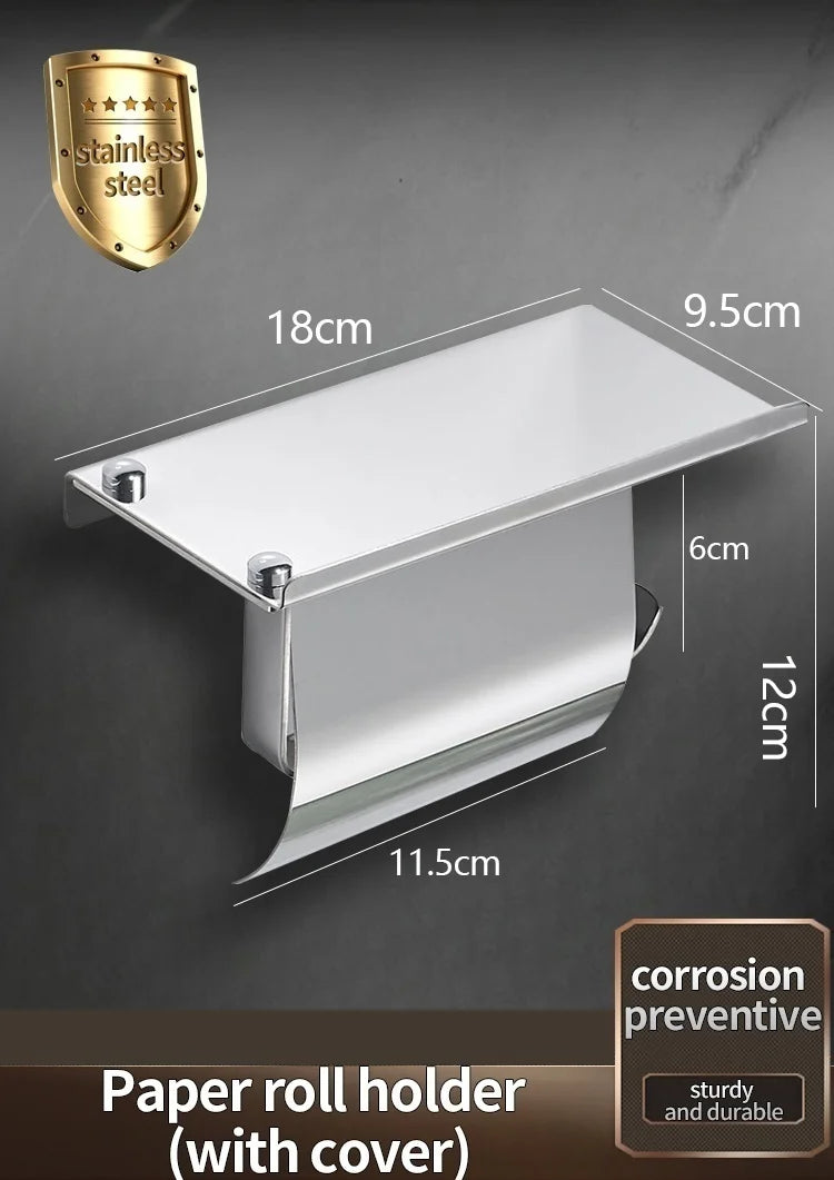 Stainless Steel Paper Towel and Toilet Paper Holder