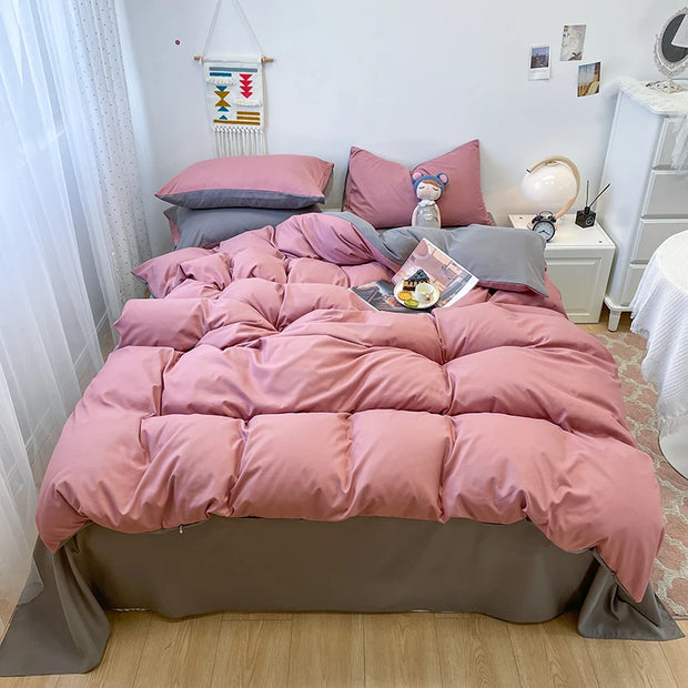 Black Bedding Duvet, Bedsheet and Pillowcase Set