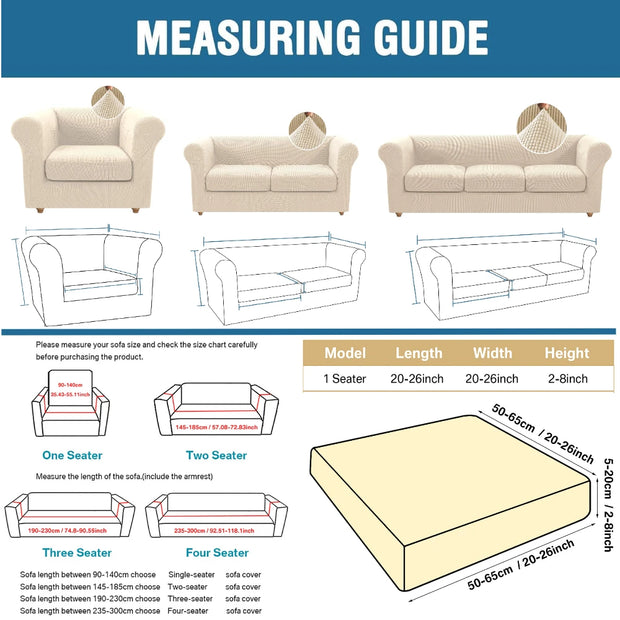 Stretch Jacquard Sofa Cover – 1/2/3/4 Seaters + Cushion Covers.