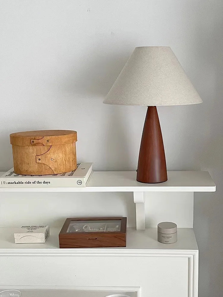 Solid wood and retro fabric table lamp