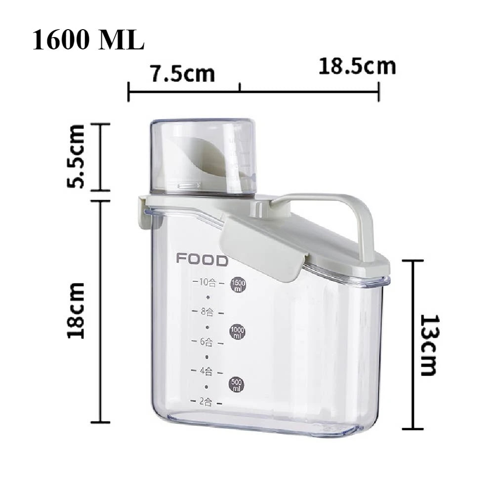Clear Pantry Storage Container with Measuring Cup
