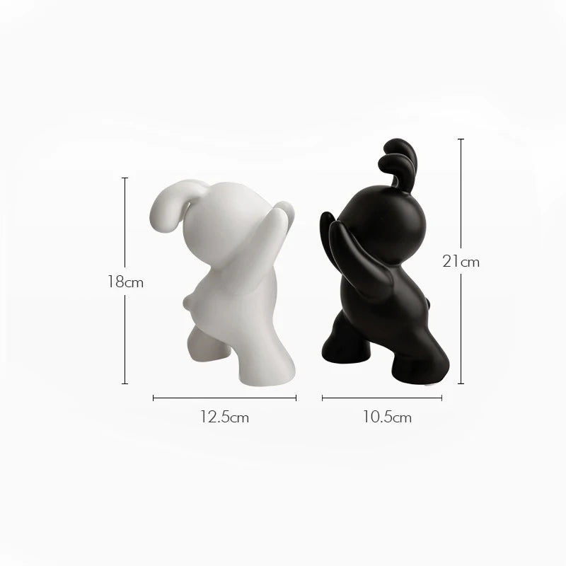 Desk Accessories Ceramic Rabbit Bookend Statues Bookshelf Living Room Decoration Figurines Nordic Cartoons Craft Home Decor Gift