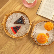 Woven Rattan Round Tray with Strap