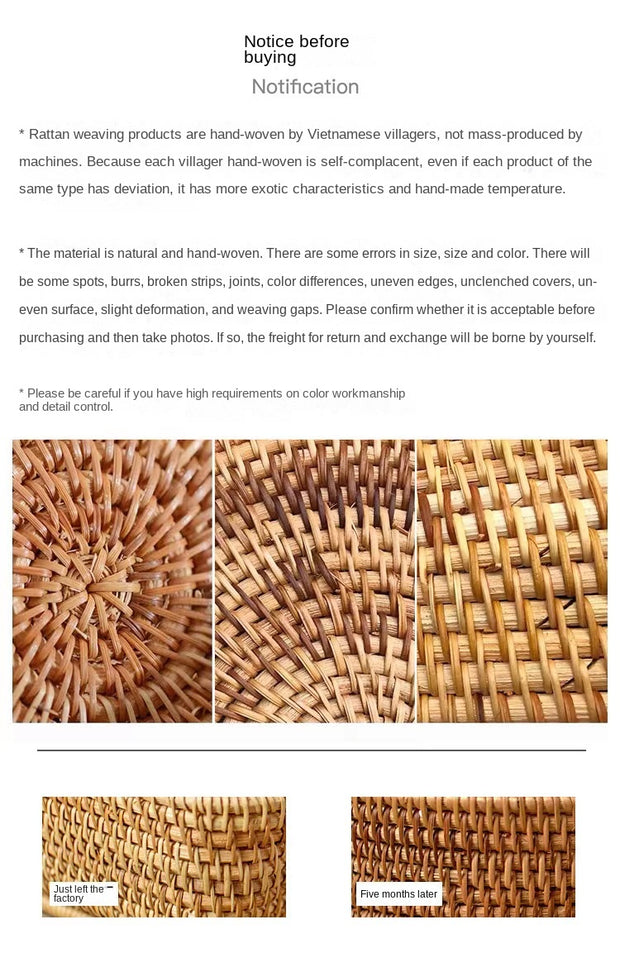 Handwoven Storage Basket - Rattan Tray