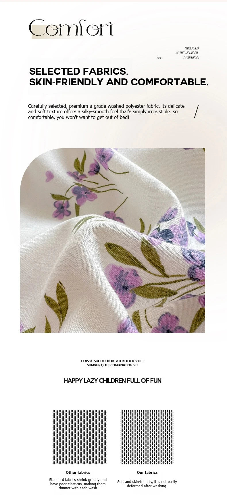Floral Printed Bedding Set – Duvet Cover with Flat Sheet & Pillowcases