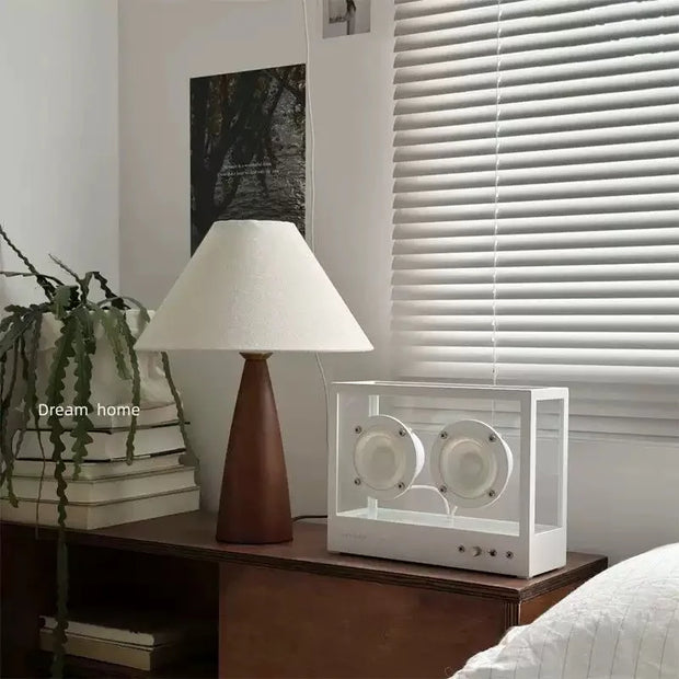 Solid wood and retro fabric table lamp