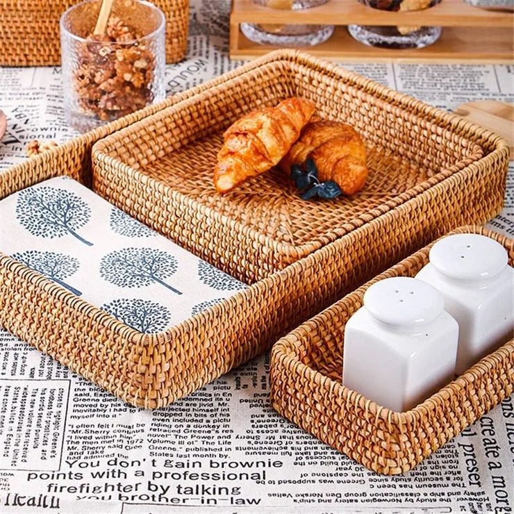 Handwoven Storage Basket - Rattan Tray