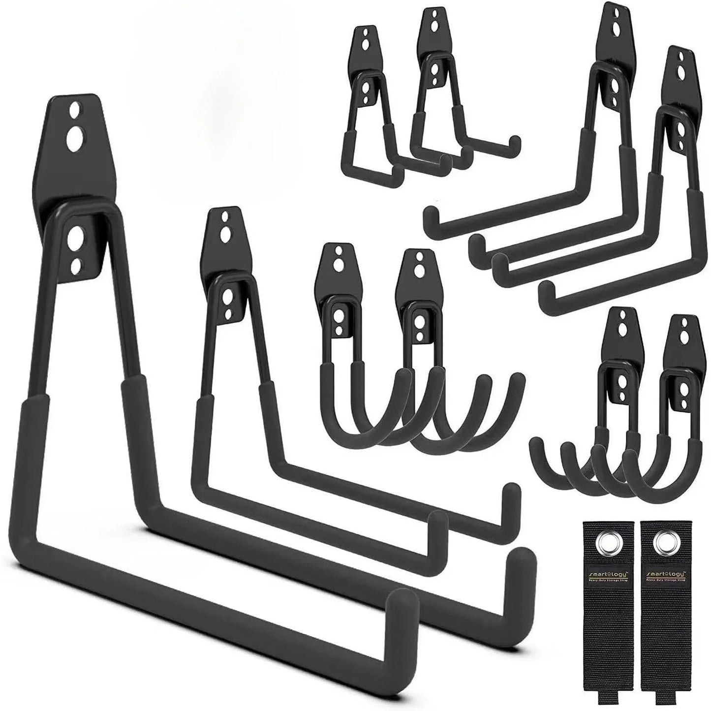 Garage Organizer Hooks - 12 Pack Heavy Duty Metal Wall Hooks, Non-Slip Storage Hooks for Organizing Clutter