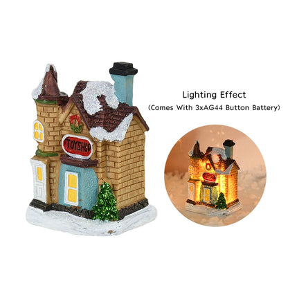 Lighted Wooden Christmas House Ornament