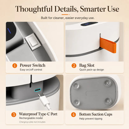 Smart Touchless Trash Can with Automatic Bag Lining System