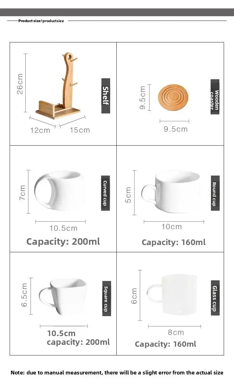 Ceramic Cup Set with Bamboo Tray