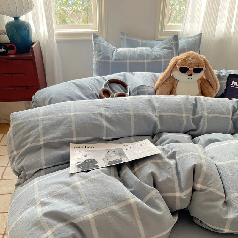 100% Cotton Plaid Duvet Cover
