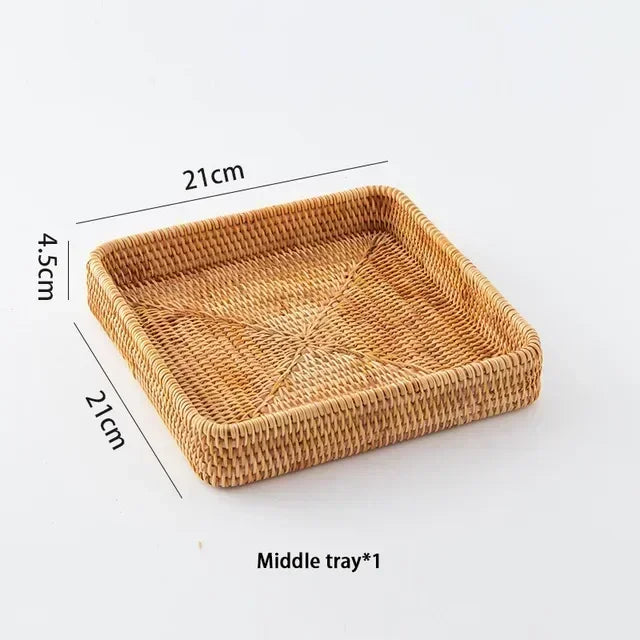 Handwoven Storage Basket - Rattan Tray