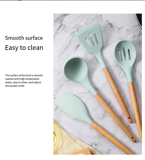 Set of 12 Multi-Colored Silicone Kitchen Utensils