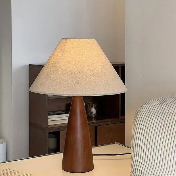 Solid wood and retro fabric table lamp