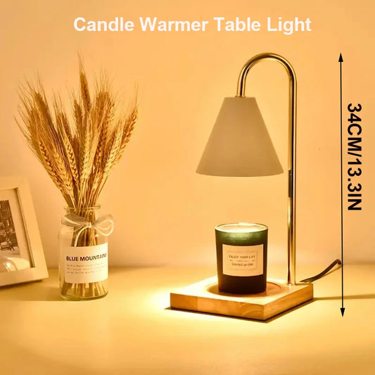 1PC Candle Warmer Table Light Dimmable Candle Table Lamp Wood Base Wax Melting Lights For Home Bedroom Decor Table Ornaments