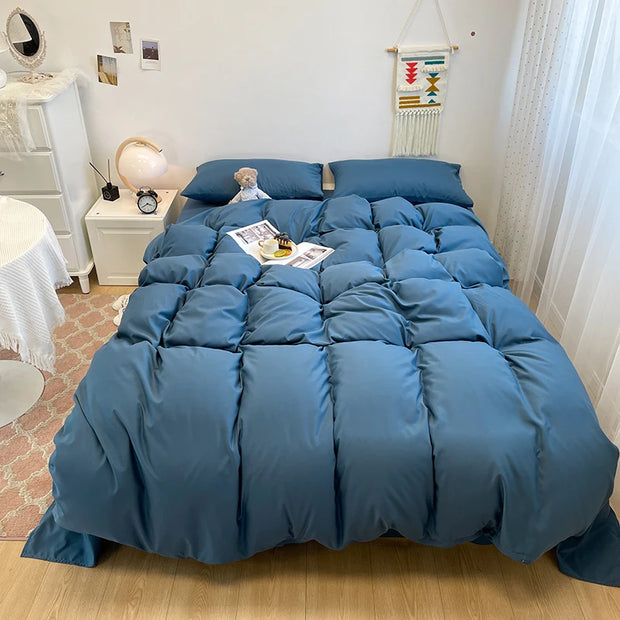 Black Bedding Duvet, Bedsheet and Pillowcase Set