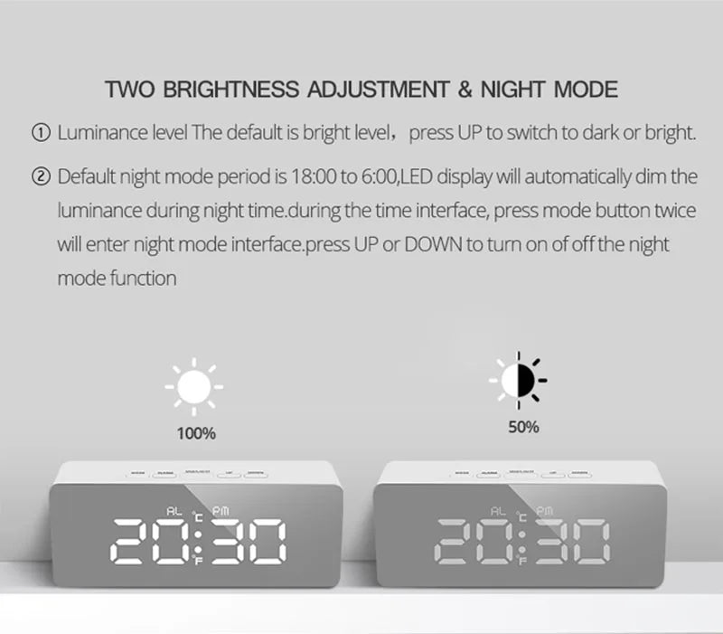 LED Desk Clock with Temperature Display