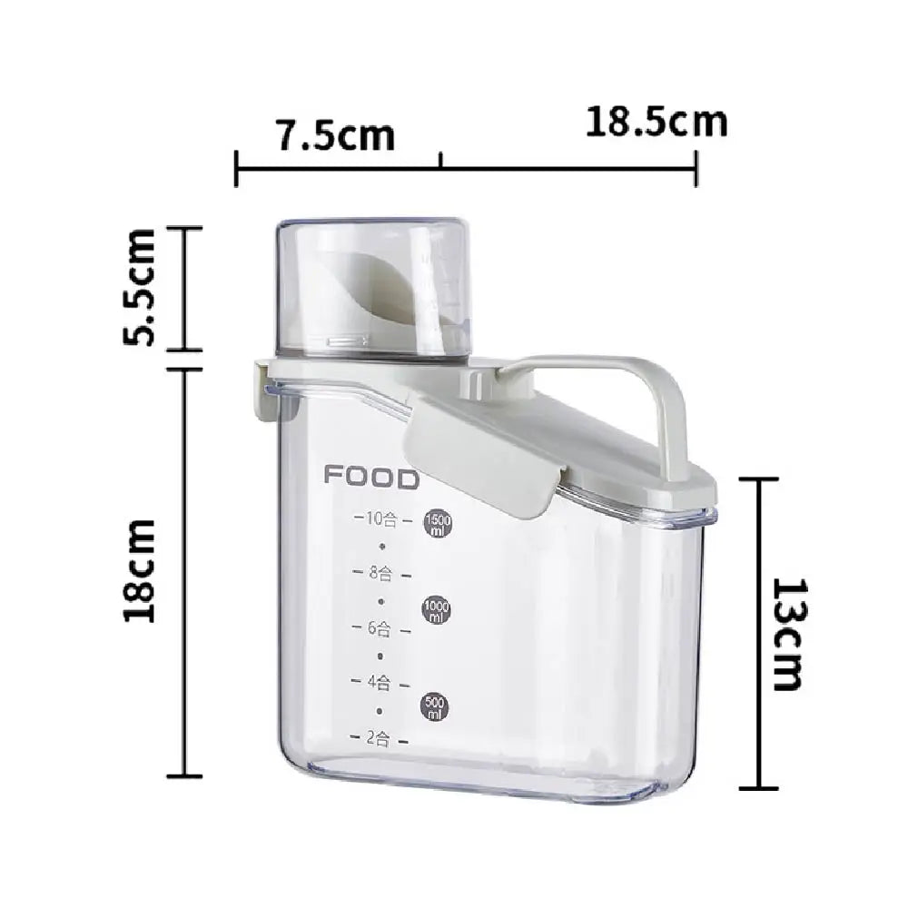 Clear Pantry Storage Container with Measuring Cup