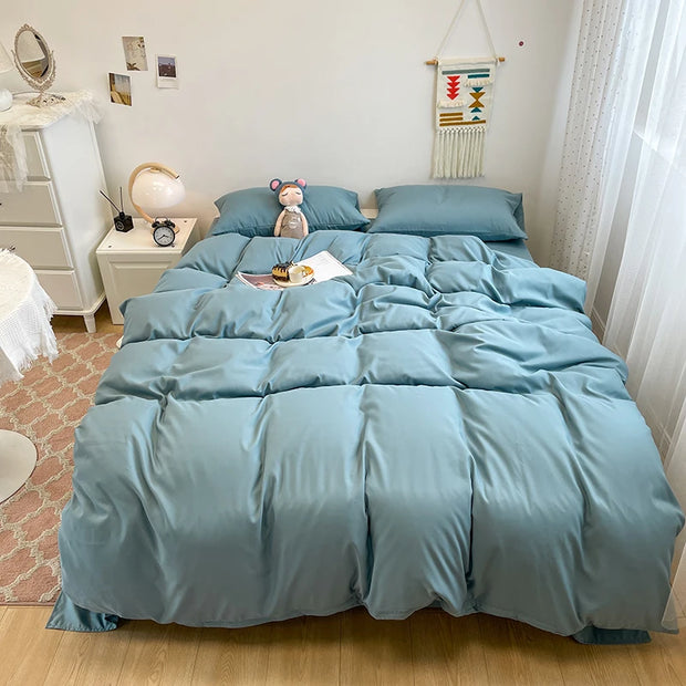 Black Bedding Duvet, Bedsheet and Pillowcase Set