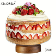 KEMORELA Large Glass Bowl Elegant Wooden Stand