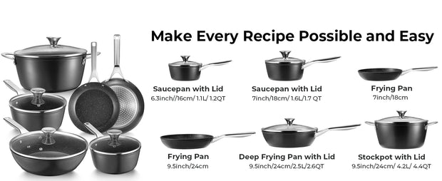 BEZIA 10-Piece Non-Stick Cookware Set – For Induction Cooktops and All Types of Stovetops.