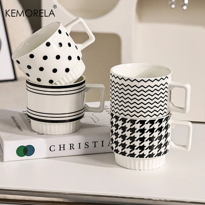 Stackable Ceramic Mug - Polka Dot, Chevron & Harlequin