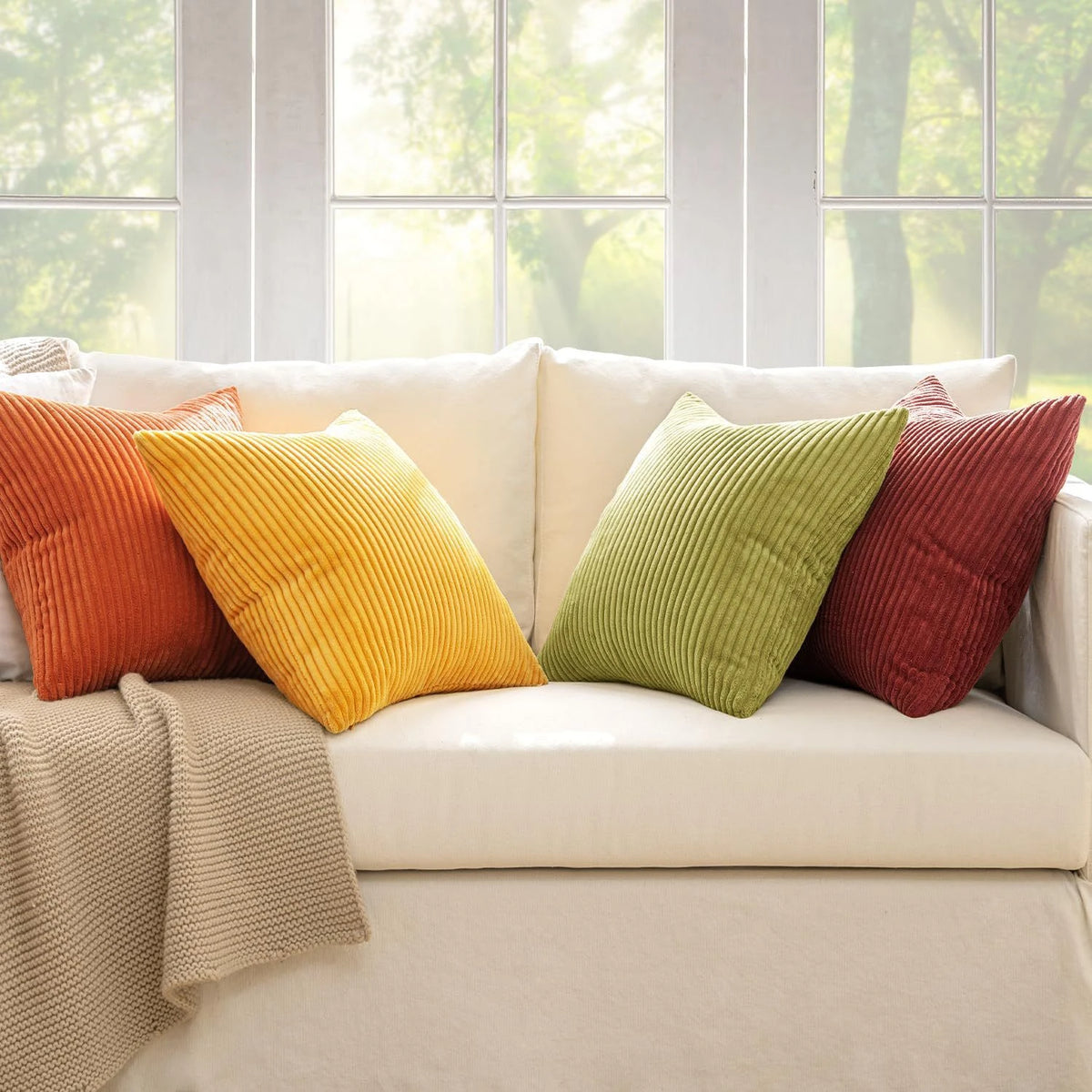 Set of 4 Textured Boho Pillow Covers