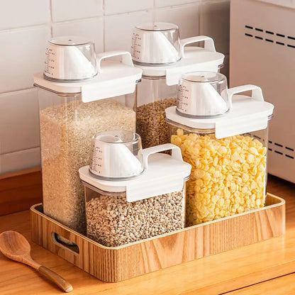 Clear Pantry Storage Container with Measuring Cup