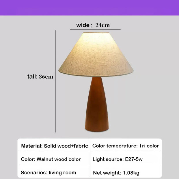 Solid wood and retro fabric table lamp