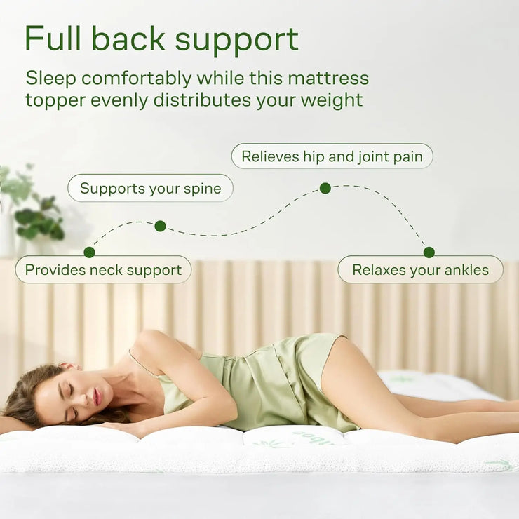 Ultra Soft Mattress Topper. Viscose Made from Aloe Pillow Top Mattress Pad for Back Pain Relief.