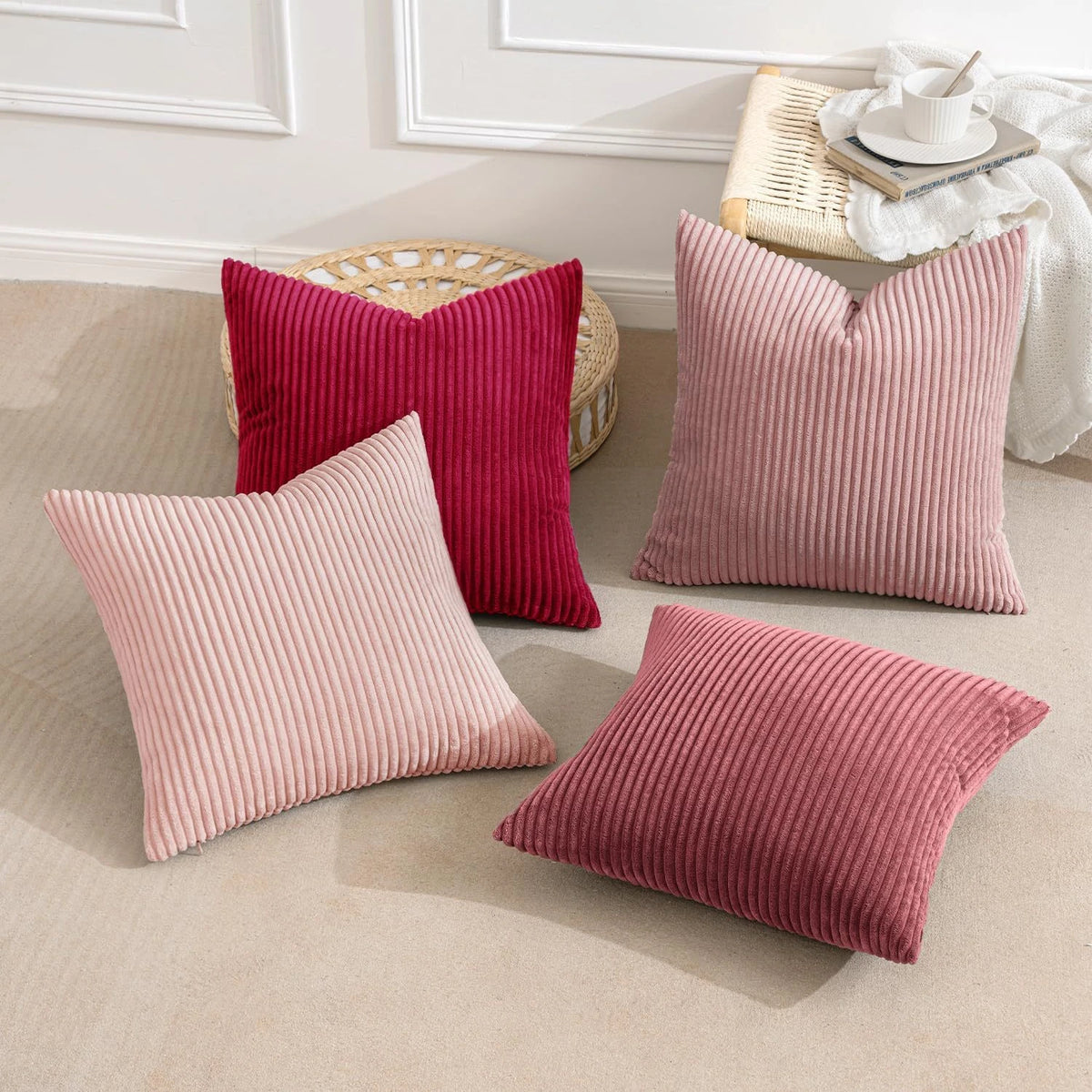 Textured Throw Pillow Covers, Set of 4