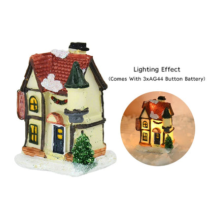 Lighted Wooden Christmas House Ornament