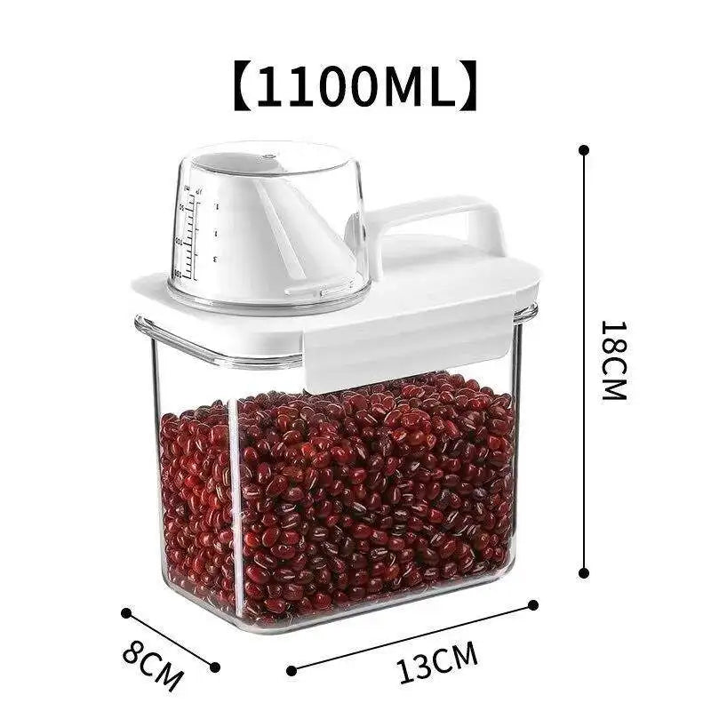Clear Pantry Storage Container with Measuring Cup