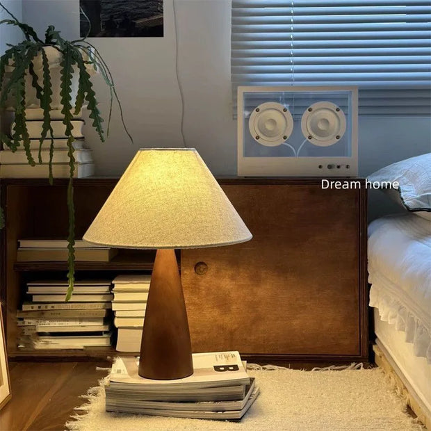 Solid wood and retro fabric table lamp